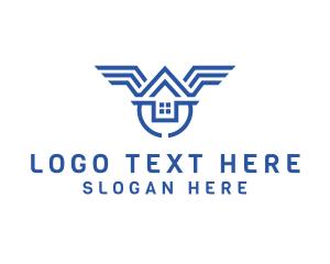 Rental - Modern House Wings logo design