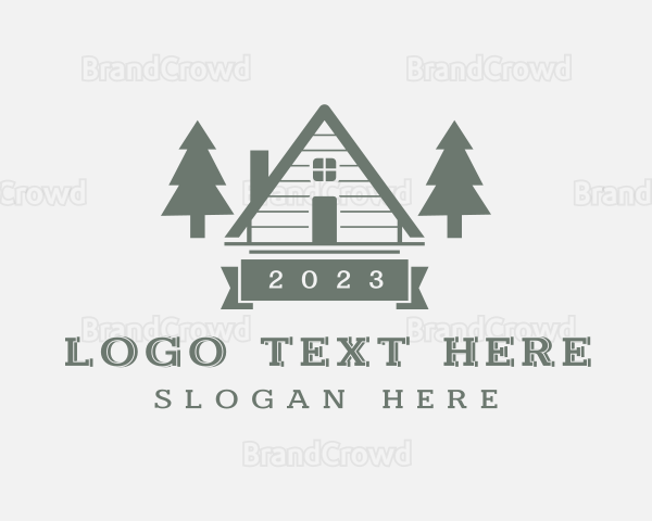 Forest Pine Tree Cabin Logo