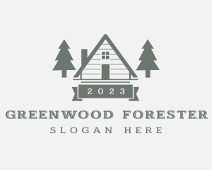 Forest Pine Tree Cabin logo design