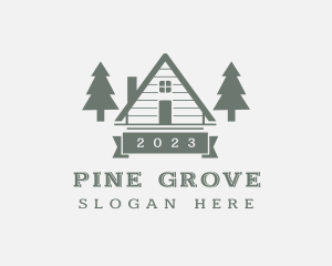 Forest Pine Tree Cabin logo design