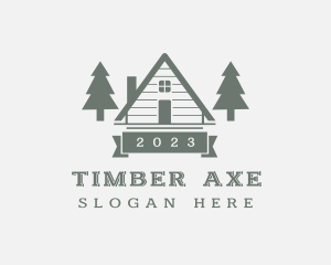 Forest Pine Tree Cabin logo design