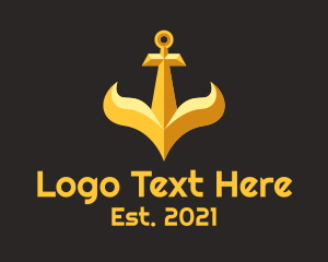 Shipyard - Golden Ship Anchor logo design
