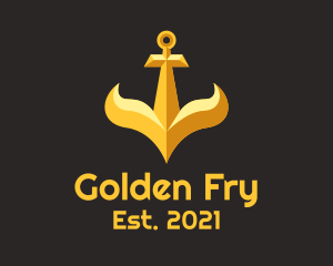 Golden Ship Anchor  logo design