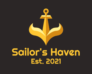 Golden Ship Anchor  logo design