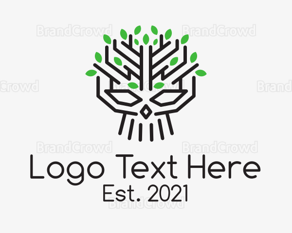 Skull Tree Plant Logo