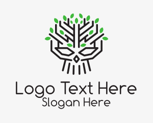 Skull Tree Plant  Logo