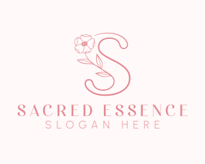 Pink Flower Letter S logo design