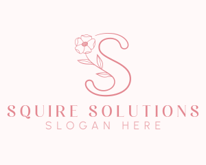 Pink Flower Letter S logo design