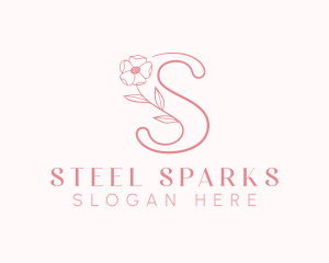 Pink Flower Letter S logo design