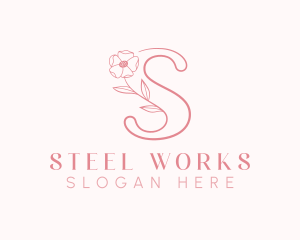 Pink Flower Letter S logo design