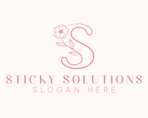 Pink Flower Letter S logo design