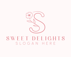 Pink Flower Letter S logo design