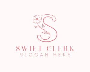 Pink Flower Letter S logo design