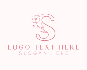 Pink - Pink Flower Letter S logo design