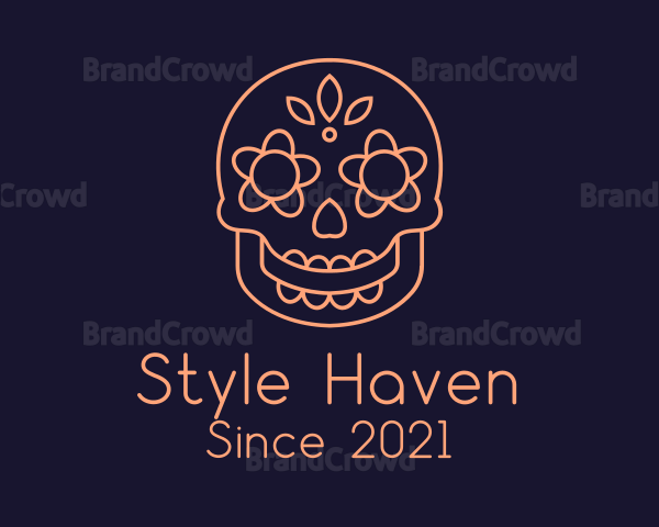 Orange Mexican Skull Logo
