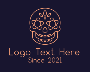 Minimalist - Orange Mexican Skull logo design