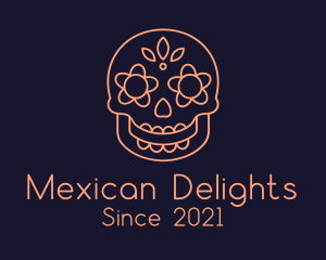 Orange Mexican Skull logo design