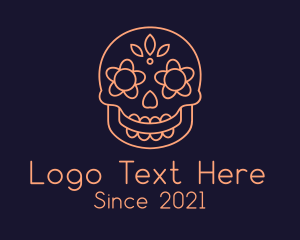 Decorative - Orange Mexican Skull logo design