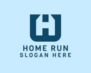 Blue House Letter H logo design