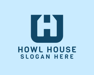 Blue House Letter H logo design