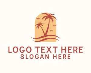 Island - Summer Palm Tree logo design