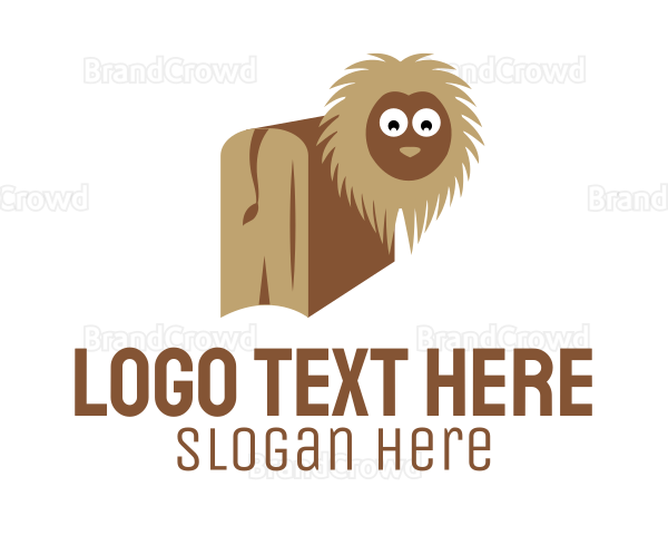 Shaggy Brown Lion Book Logo