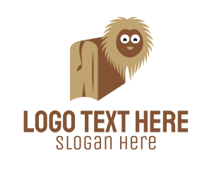 Cartoon - Shaggy Brown Lion Book logo design
