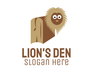 Shaggy Brown Lion Book logo design