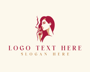 Hairdresser - Smoking Beautiful Lady logo design