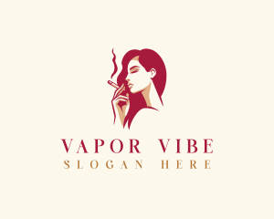 Smoking Beautiful Lady logo design