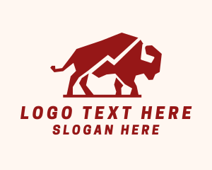 Ox - Red Wild Bison logo design
