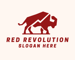 Red Wild Bison logo design