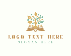 Textbook - Literature Book Tree logo design