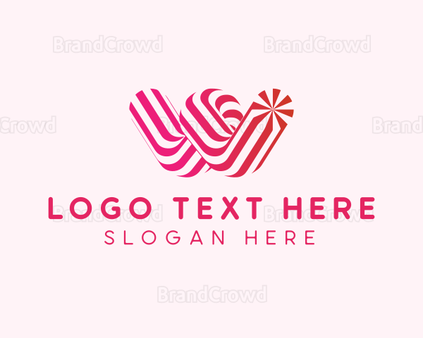 Striped Candy Letter W Logo