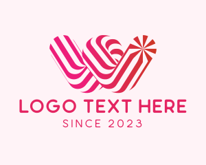 Sweet - Striped Candy Letter W logo design