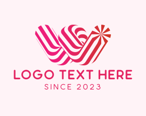 Candy - Striped Candy Letter W logo design