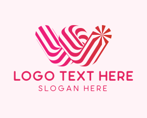 Striped Candy Letter W Logo