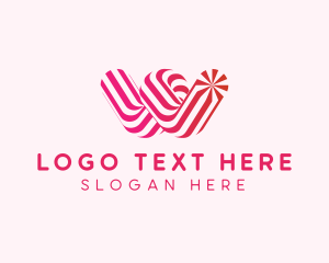 Curve - Striped Candy Letter W logo design