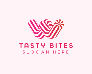 Delicious - Striped Candy Letter W logo design