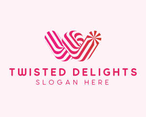 Twisted - Striped Candy Letter W logo design