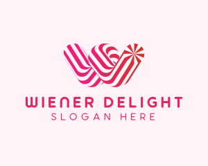 Striped Candy Letter W logo design