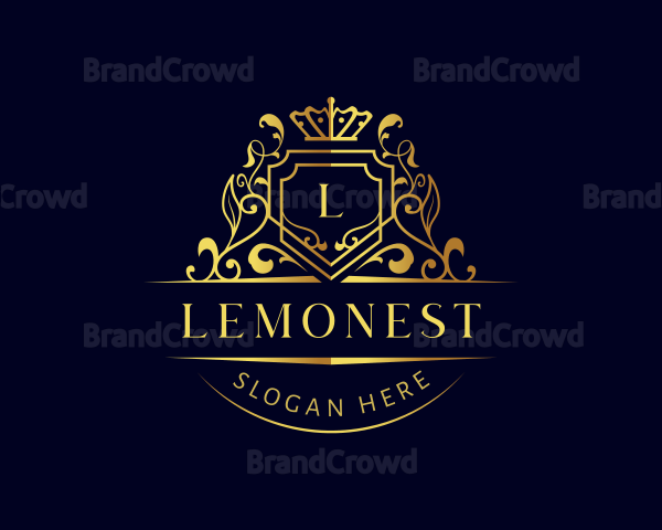 Elegant Crest Floral Crown Logo