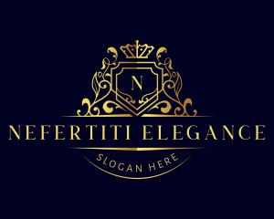 Elegant Crest Floral Crown logo design