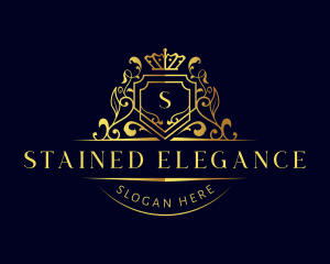 Elegant Crest Floral Crown logo design