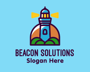 Beacon - Island Lighthouse Tower logo design