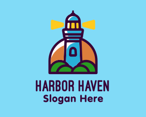 Port - Island Lighthouse Tower logo design