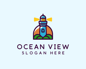 Island Lighthouse Tower  logo design