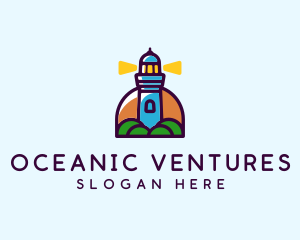 Island Lighthouse Tower  logo design