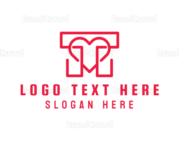 Red Heart Letter T Logo
