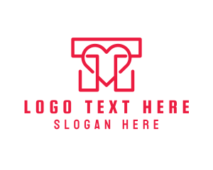 Matrimony - Red Heart Letter T logo design